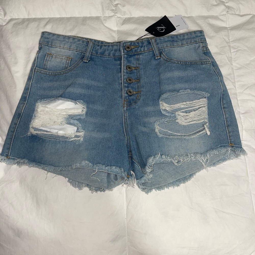 USA Back Pockets High Rise Jean Shorts